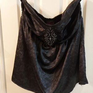 Torrid Black Satin Lace Print Tube Top in Size 2